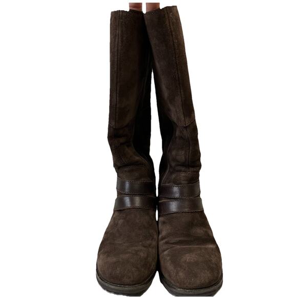 The North Face 620179 Dark. Brown Suede Tall Side Zip Strap Boots Women's US 7 - Picture 3 of 10
